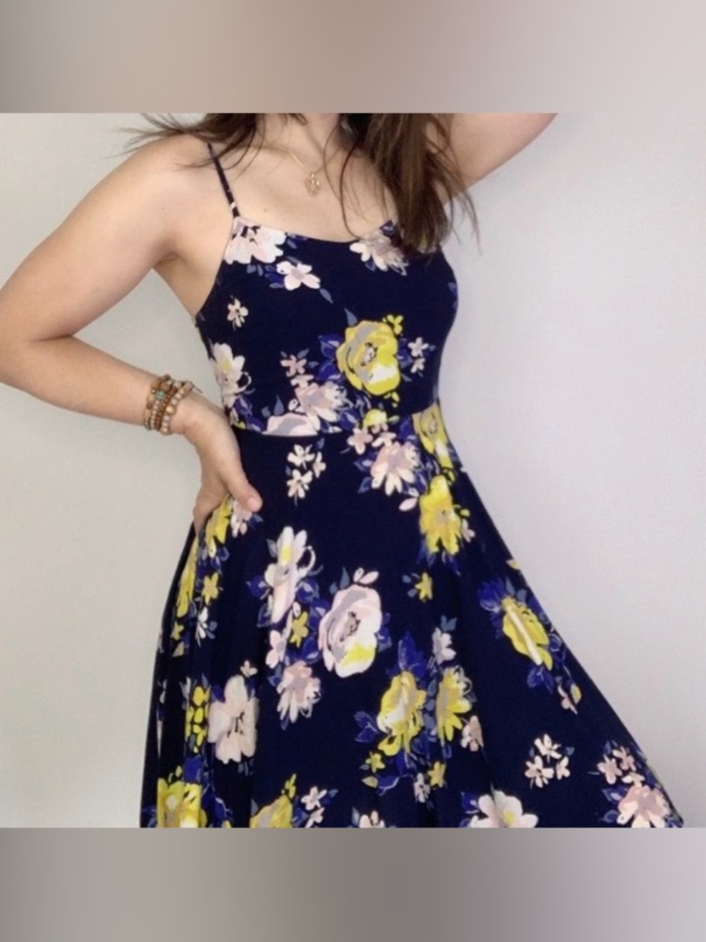 Navy Floral Dress - Picture 3 of 11